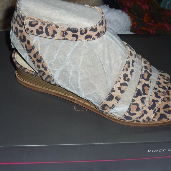 NIB Vince Camuto Resensa Leopard Print Demi Wedge Sandals Size 9W - Picture 5 of 5